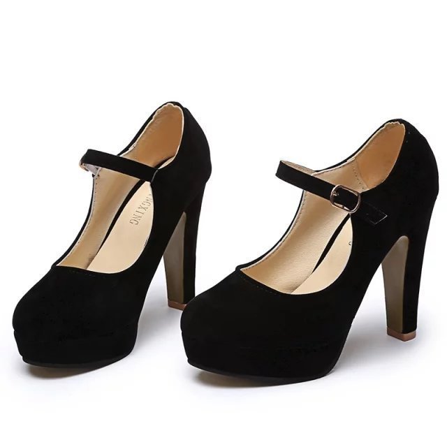 Mary Jane Chunky High Heels – Elegant Black Platform Shoes for All Seasons