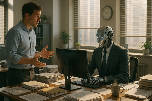 AI Prompt – Robot Office Worker Debating with Human