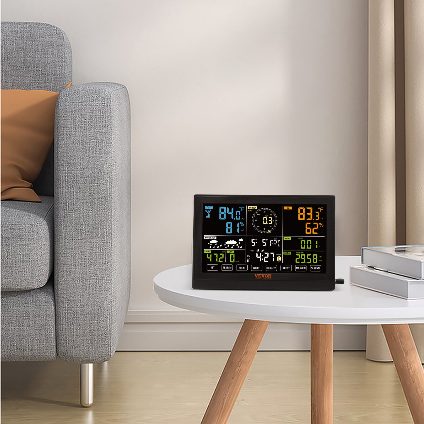 VEVOR 7-in-1 Wireless Weather Station with Large Color Display