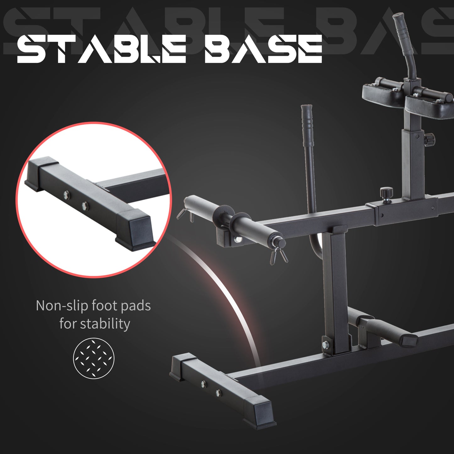 Stable base with non-slip foot pads for stability .