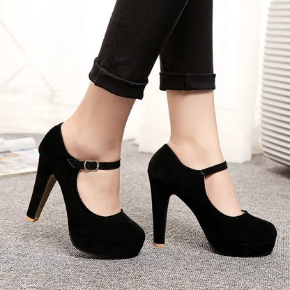 Mary Jane Chunky High Heels – Elegant Black Platform Shoes for All Seasons