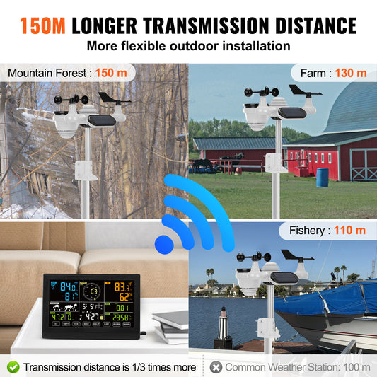 VEVOR 7-in-1 Wireless Weather Station with Large Color Display