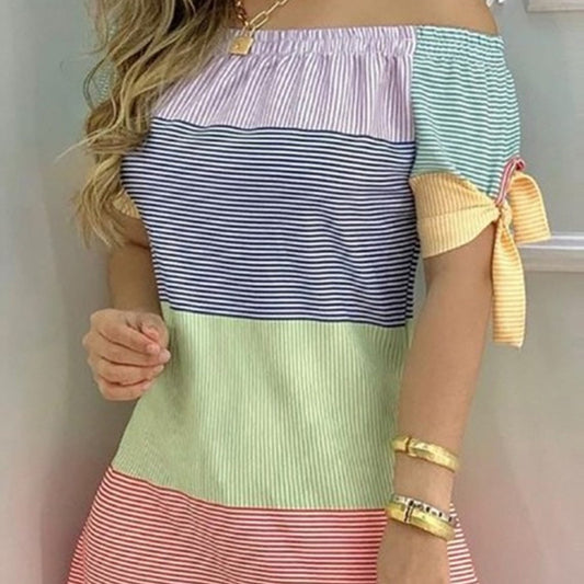 Women’s Off-Shoulder Slim Dress – Knot Detail Elegant Summer Evening Wear