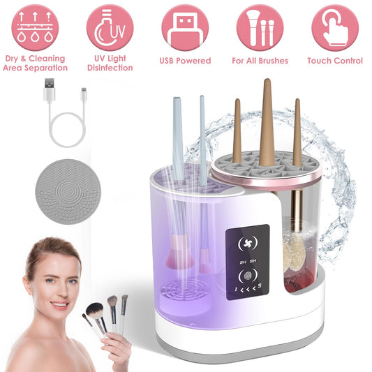 4-in-1 Makeup Brush Cleaner Dryer with UV & Digital Display