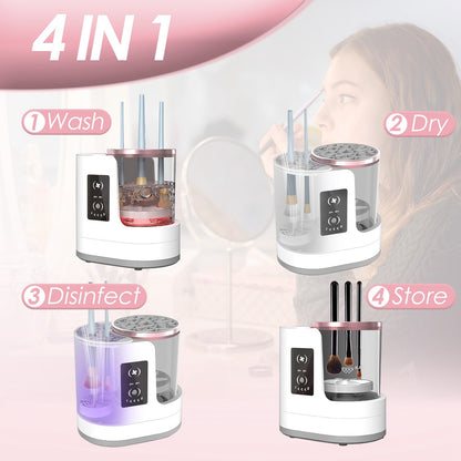 4-in-1 Makeup Brush Cleaner Dryer with UV & Digital Display