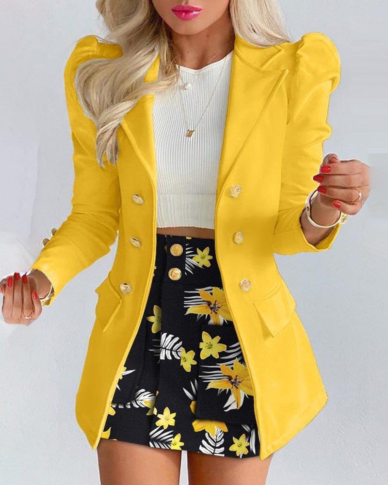 Elegant-White-Two-Piece-Polyester-Coat-and-Skirt-Women

