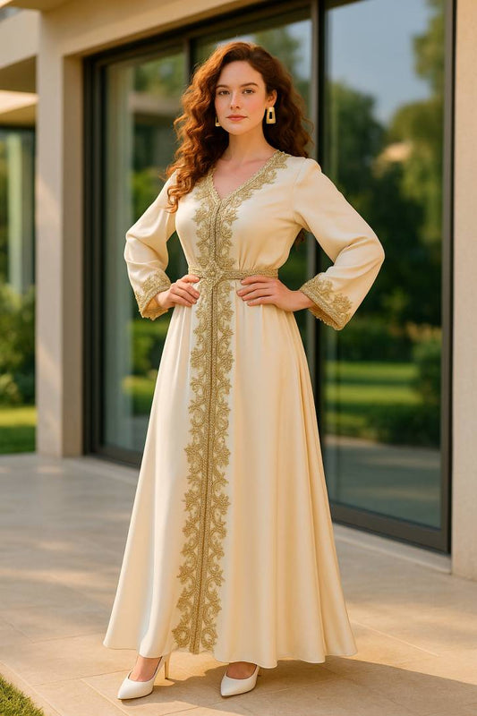 luxury-embroidered-abaya-apricot-color