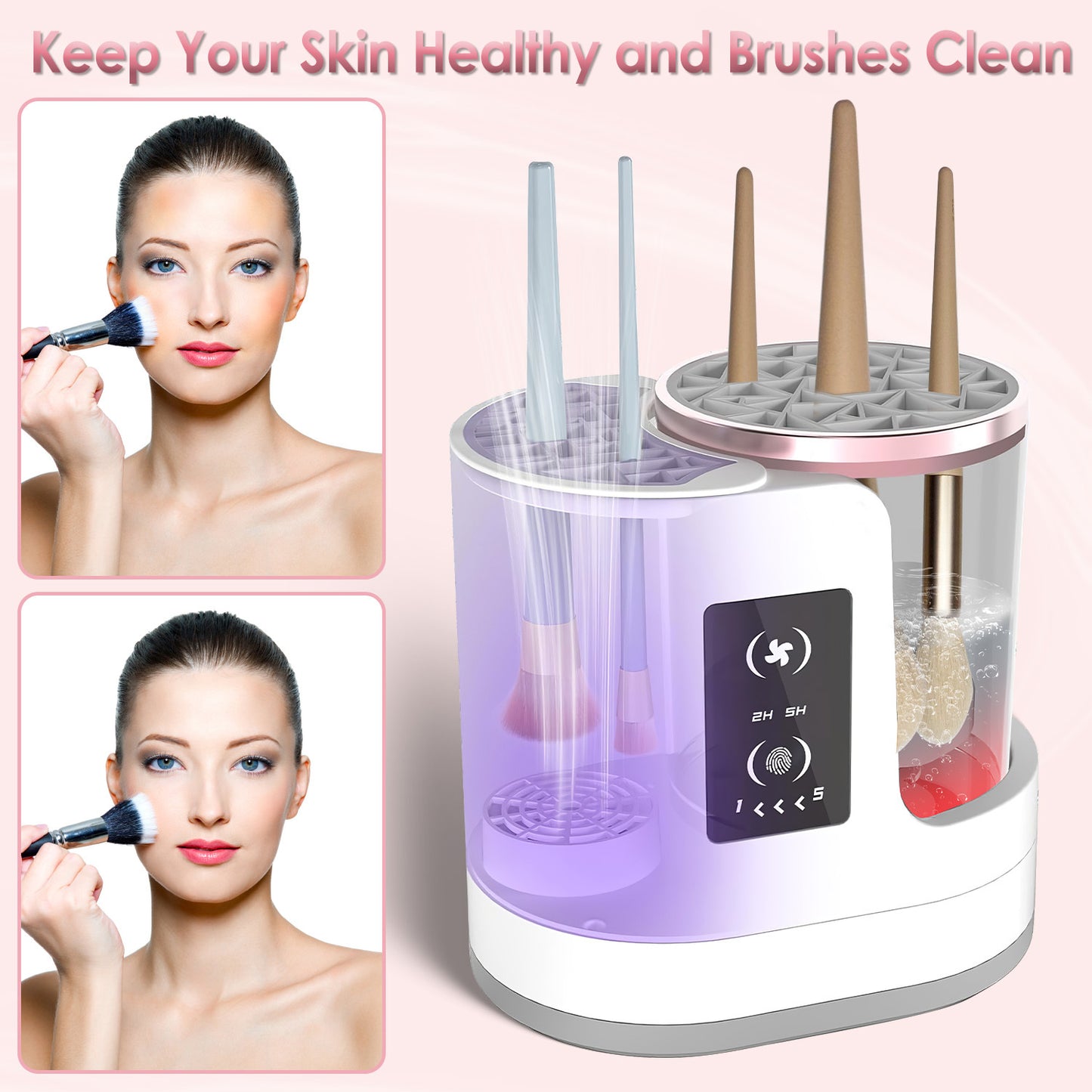 4-in-1 Makeup Brush Cleaner Dryer with UV & Digital Display