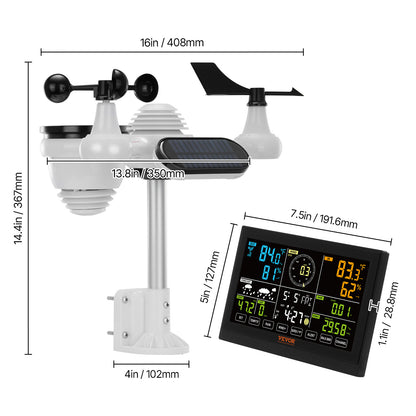 VEVOR 7-in-1 Wireless Weather Station with Large Color Display