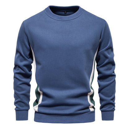 Men's Casual Slim Fit Round Neck Long Sleeves Patchwork Sweater