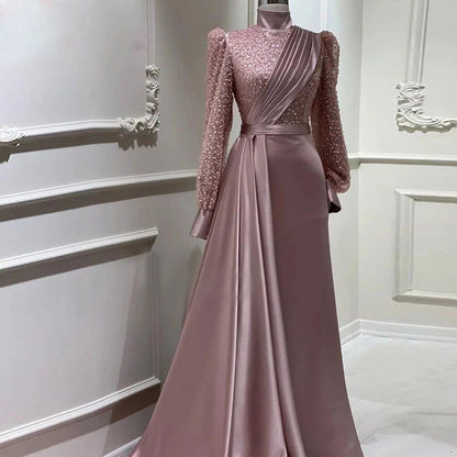 Stand Collar All-inclusive Long Sleeve Detachable Evening Dress Elegant Elegant Two-piece Suit  
((DHL Fast Shipping))