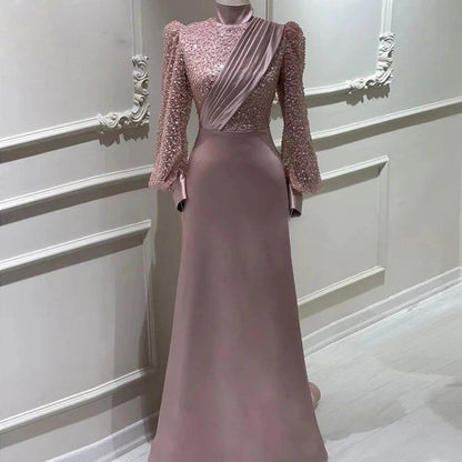 Stand Collar All-inclusive Long Sleeve Detachable Evening Dress Elegant Elegant Two-piece Suit  
((DHL Fast Shipping))