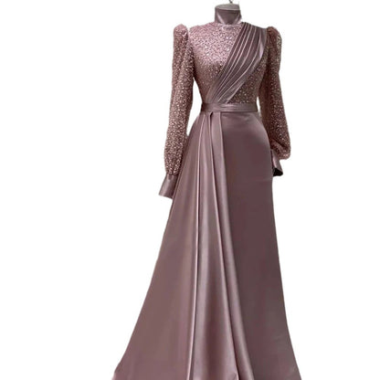 Stand Collar All-inclusive Long Sleeve Detachable Evening Dress Elegant Elegant Two-piece Suit  
((DHL Fast Shipping))