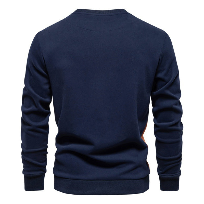 Men's Casual Slim Fit Round Neck Long Sleeves Patchwork Sweater