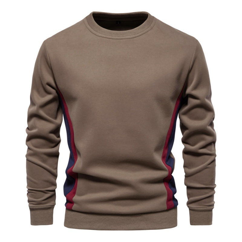 Men's Casual Slim Fit Round Neck Long Sleeves Patchwork Sweater