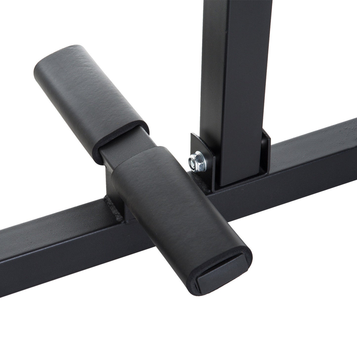 Black metal pull-up bar with padding .