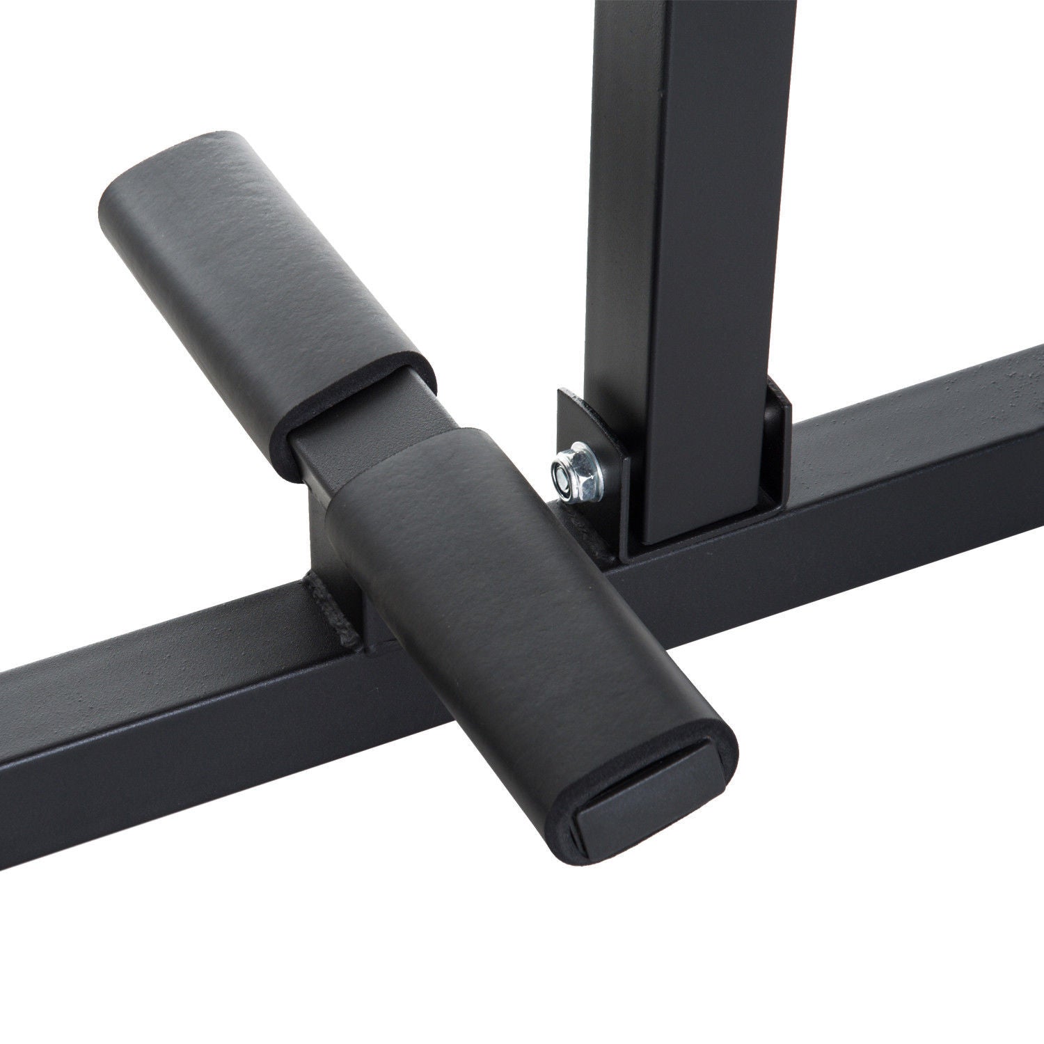 Black metal pull-up bar with padding .