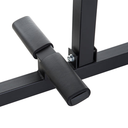 Black metal pull-up bar with padding .