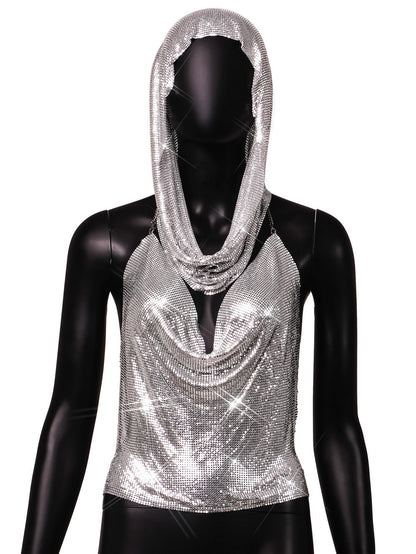 Back Slit Metal Sequins Top Scarf Two-piece Set ((DHL Fast Shipping))