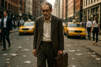 AI Prompt – Tired Man Walking Alone in Modern City Street