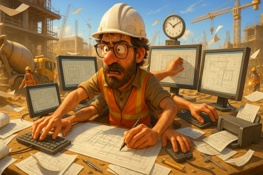 AI Prompt – Overworked Cartoon Site Engineer with Six Arms
