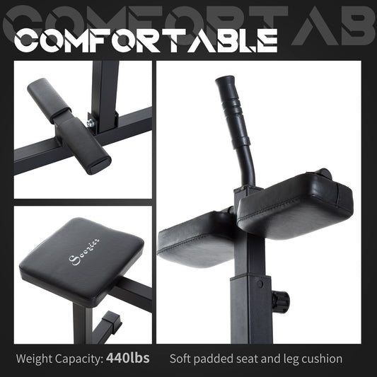 Black weight bench with adjustable arms and soft padded seat .featuring the brand 'Gorilla'.