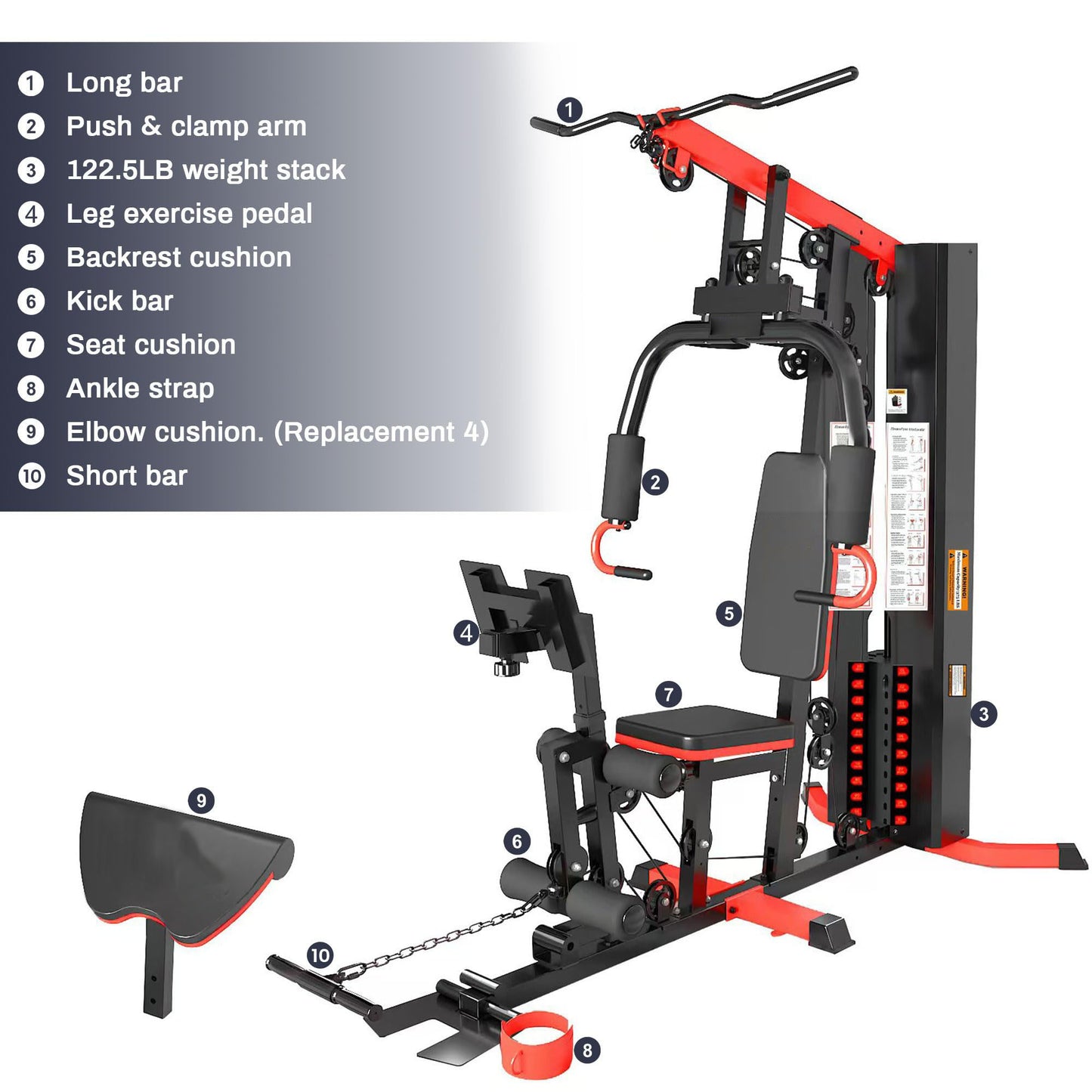 Heavy-Duty Home Gym, 15 Pulleys, 330 lb Resistance (Pickup)