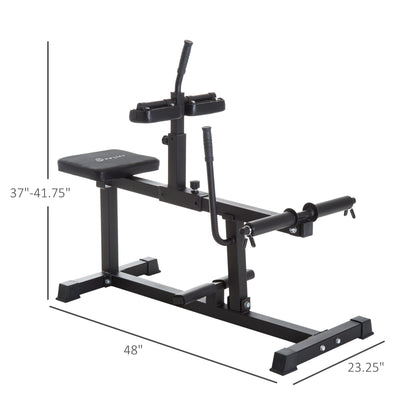 Black weight bench with adjustable components.
