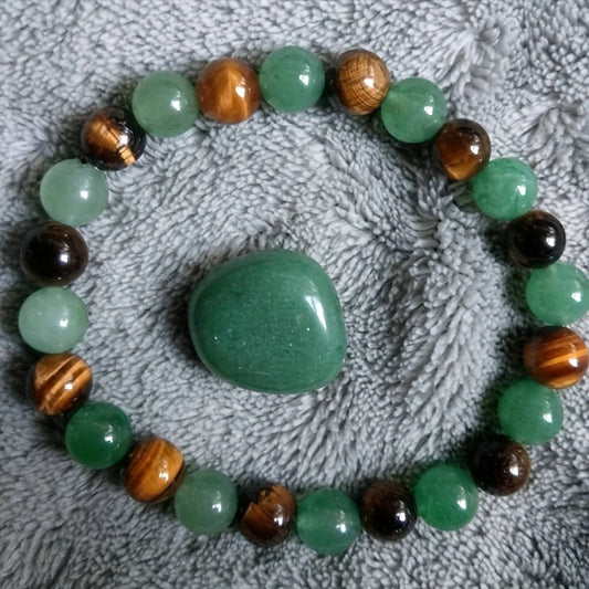8mm Beaded Bracelet with Glass and Tigereye Stones for Stylish Look

